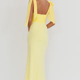 Starry Eyed Mesh Waist Maxi Dress Lemon