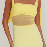 Starry Eyed Mesh Waist Maxi Dress Lemon