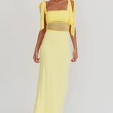 Starry Eyed Mesh Waist Maxi Dress Lemon