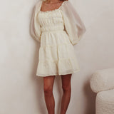 On A High Puff Sleeves Low Back Mini Dress Ivory