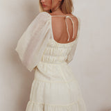 On A High Puff Sleeves Low Back Mini Dress Ivory
