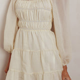 On A High Puff Sleeves Low Back Mini Dress Ivory