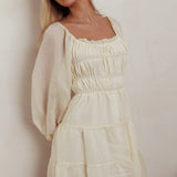 On A High Puff Sleeves Low Back Mini Dress Ivory