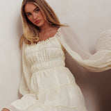 On A High Puff Sleeves Low Back Mini Dress Ivory