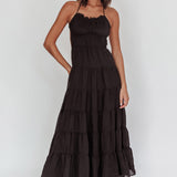 On A High Open Back Maxi Dress Black
