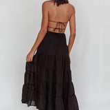 On A High Open Back Maxi Dress Black