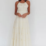 On A High Open Back Maxi Dress Ivory