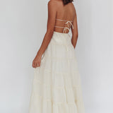 On A High Open Back Maxi Dress Ivory