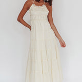 On A High Open Back Maxi Dress Ivory
