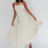 On A High Open Back Maxi Dress Ivory