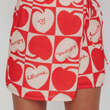 Ithaca Cherry Print Mini Wrap Skirt Red Beige
