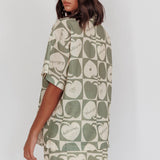 Ithaca Cherry Print Short Sleeve Shirt Sage Beige