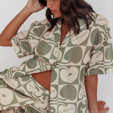 Ithaca Cherry Print Short Sleeve Shirt Sage Beige