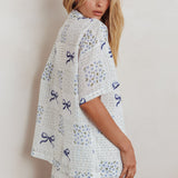 Ithaca Wrap Mini Skirt Bow Print Blue