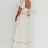 Kathlene Flutter Sleeves Maxi Dress Cream