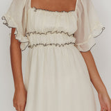 Kathlene Flutter Sleeves Maxi Dress Cream