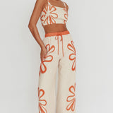 Briar Floral Wide Leg Pants Rust Beige