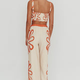 Briar Floral Wide Leg Pants Rust Beige