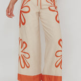 Briar Floral Wide Leg Pants Rust Beige