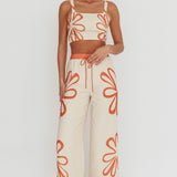 Briar Floral Wide Leg Pants Rust Beige