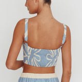 Briar Square Neck Cropped Top Beige Blue