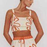 Briar Square Neck Cropped Top Rust Beige