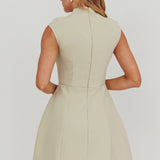 Thandi Pleat Shoulder Faux Pocket Mini Dress Sage