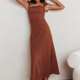 Appreciate You Tied Shoulder Maxi Dress Chocolate