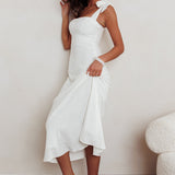 Appreciate You Tied Shoulder Maxi Dress White