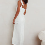 Appreciate You Tied Shoulder Maxi Dress White