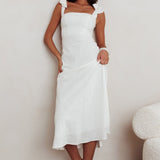 Appreciate You Tied Shoulder Maxi Dress White