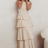 Just Perfect Tiered Ruffle Maxi Dress Oat