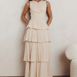 Just Perfect Tiered Ruffle Maxi Dress Oat