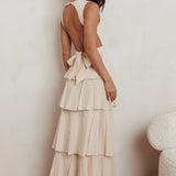 Just Perfect Tiered Ruffle Maxi Dress Oat