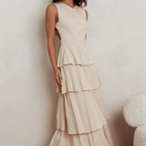 Just Perfect Tiered Ruffle Maxi Dress Oat