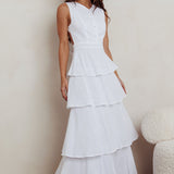 Just Perfect Tiered Ruffle Maxi Dress White