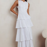 Just Perfect Tiered Ruffle Maxi Dress White