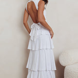 Just Perfect Tiered Ruffle Maxi Dress White