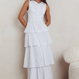 Just Perfect Tiered Ruffle Maxi Dress White