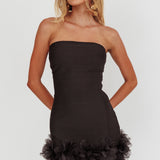 Leni Strapless Embellished Hem Mini Dress Black
