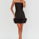 Leni Strapless Embellished Hem Mini Dress Black