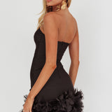 Leni Strapless Embellished Hem Mini Dress Black