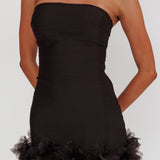 Leni Strapless Embellished Hem Mini Dress Black