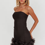 Leni Strapless Embellished Hem Mini Dress Black