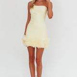 Leni Strapless Embellished Hem Mini Dress Lemon