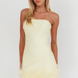 Leni Strapless Embellished Hem Mini Dress Lemon