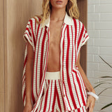Influence Knit Shorts Striped Red