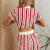 Influence Knit Shorts Striped Red