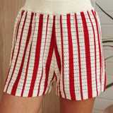 Influence Knit Shorts Striped Red