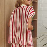 Influence Short Sleeve Knit Shirt Striped Red